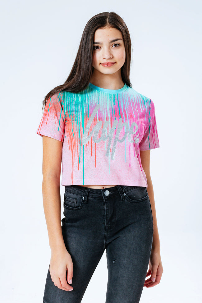 HYPE MINT DRIPS KIDS CROP T-SHIRT