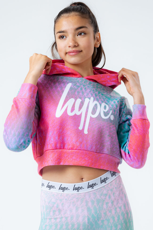 HYPE CORAL SNAKE KIDS CROP PULLOVER HOODIE