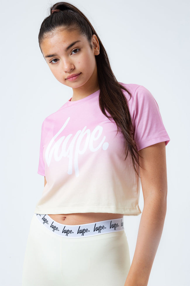 HYPE SHERBET FADE GIRLS CROP T-SHIRT