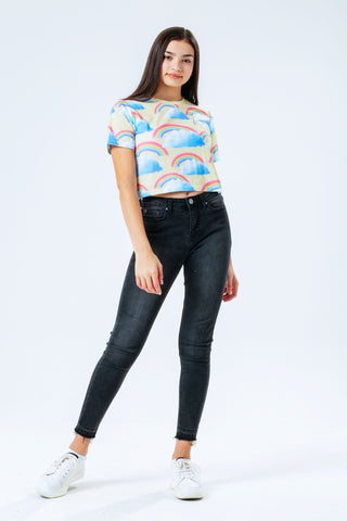 HYPE LEMON RAINBOW GIRLS CROP T-SHIRT