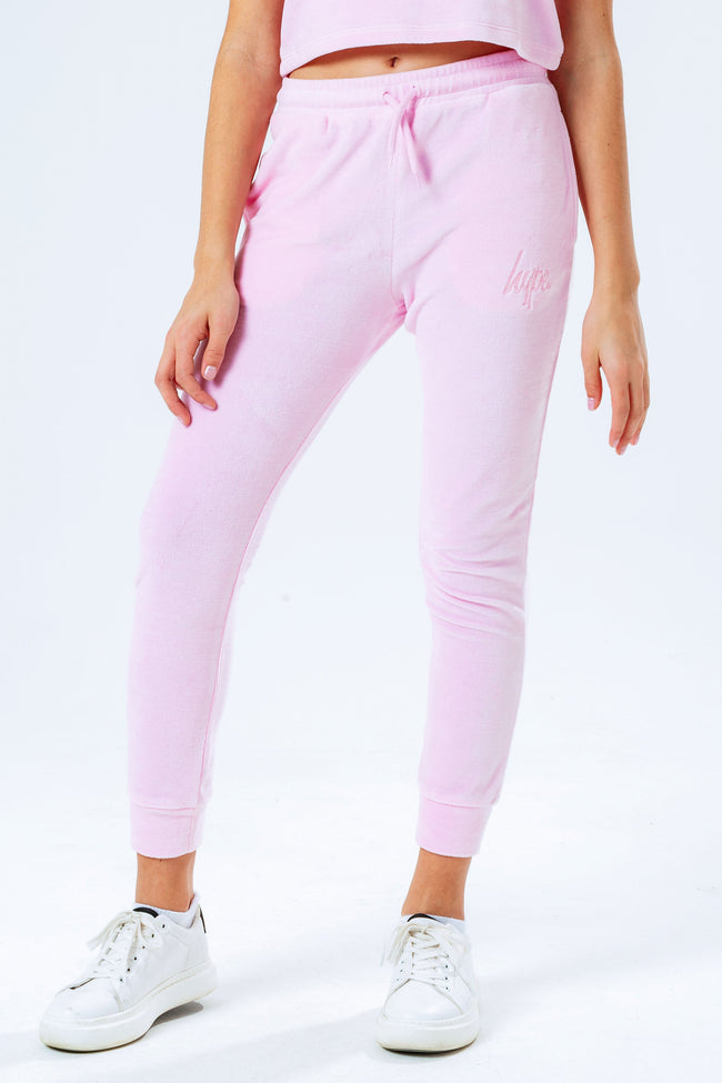 HYPE PINK VELOUR KIDS JOGGERS