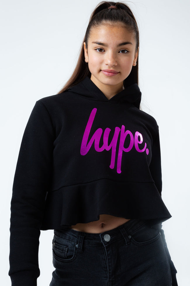 HYPE HOLO SCRIPT GIRLS CROP PULLOVER HOODIE