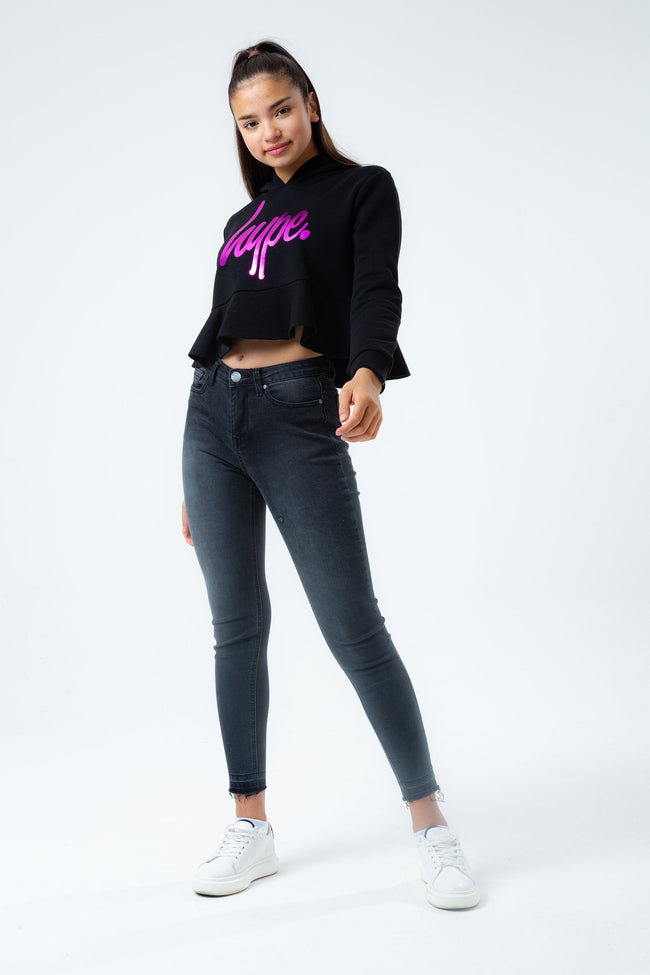 HYPE HOLO SCRIPT GIRLS CROP PULLOVER HOODIE