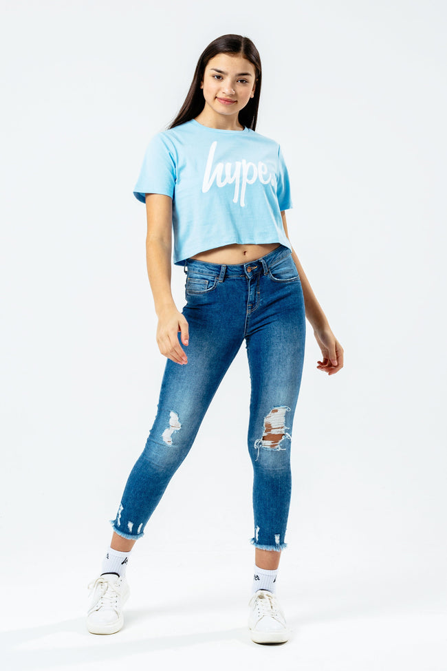 HYPE BABY BLUE GIRLS CROP T-SHIRT