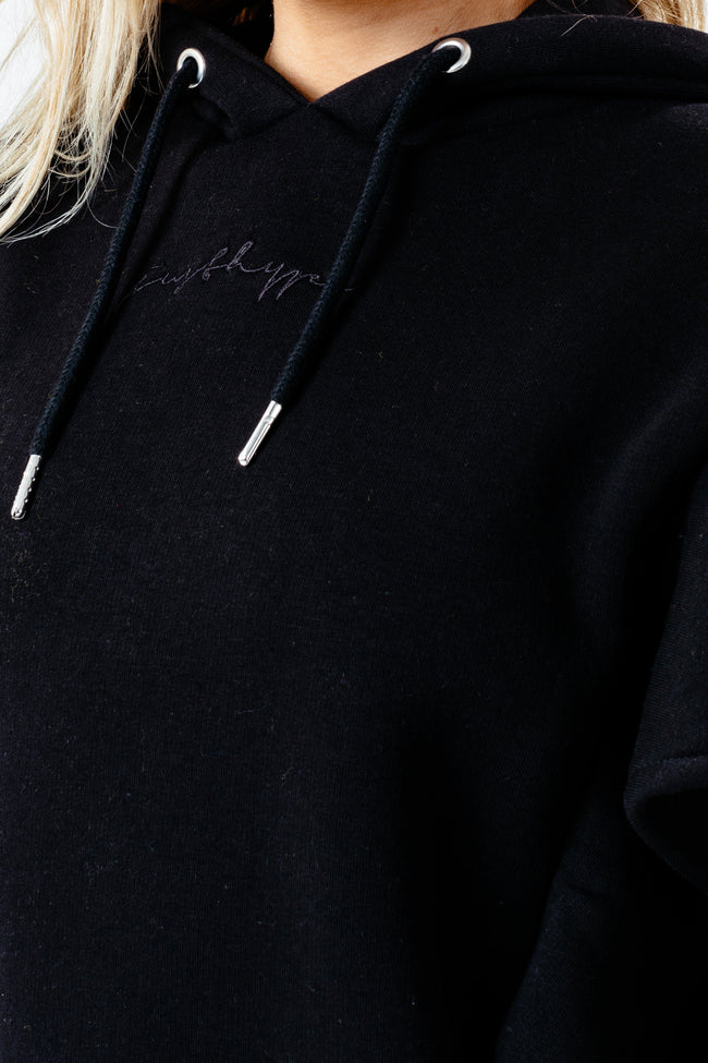 Hype Black Scribble Logo Frill Women'S Pullover Hoodie