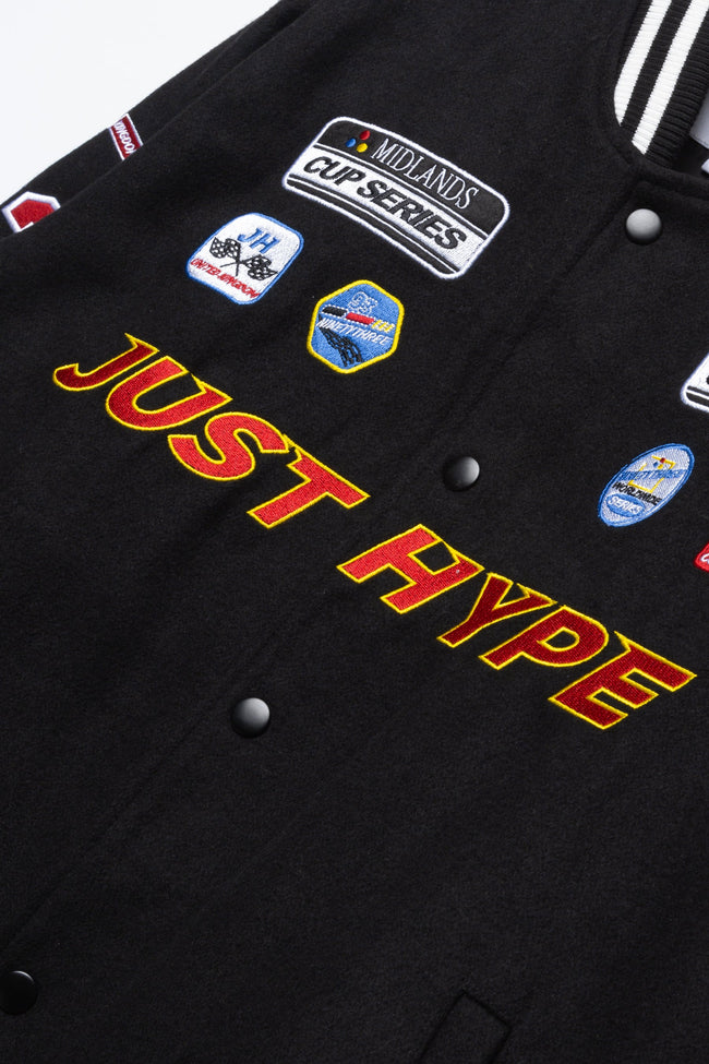 HYPE MENS BLACK JH RACER BADGE JACKET