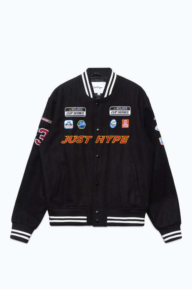 HYPE MENS BLACK JH RACER BADGE JACKET