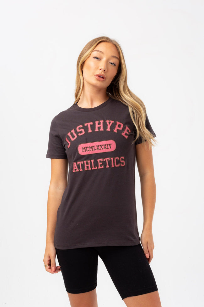 HYPE WOMENS MAROON COLLEGIC JUSTHYPE T-SHIRT