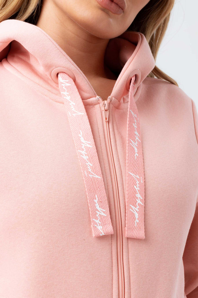 HYPE WOMENS MELLOW ROSE JUSTHYPE SCRIBBLE DRAWCORD ZIP HOODIE