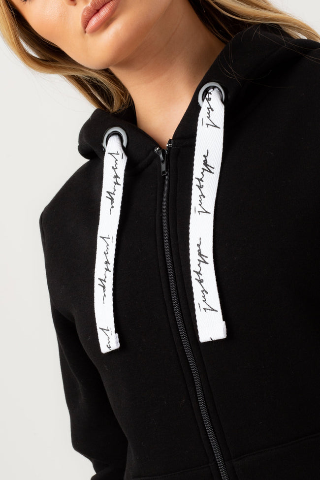 HYPE WOMENS BLACK JUSTHYPE SCRIBBLE DRAWCORD ZIP HOODIE