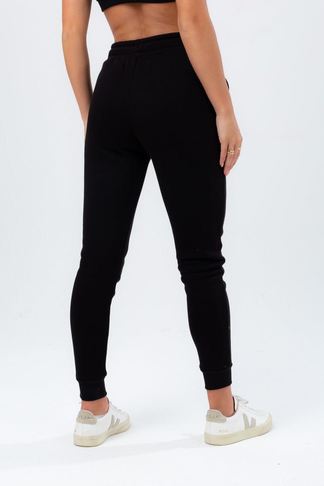 HYPE WOMENS BLACK EXPOSED OVERLOCK JUSTHYPE JOGGERS