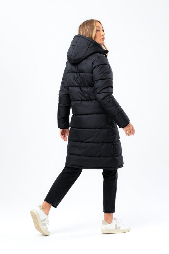 HYPE WOMENS BLACK PADDED LONGLINE JACKET