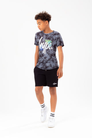 HYPE BOYS BLACK TIE DYE GRAFFITI SCRIPT T-SHIRT