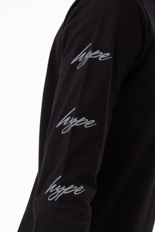 HYPE BOYS BLACK REFLECTIVE SCRIBBLE L/S T-SHIRT