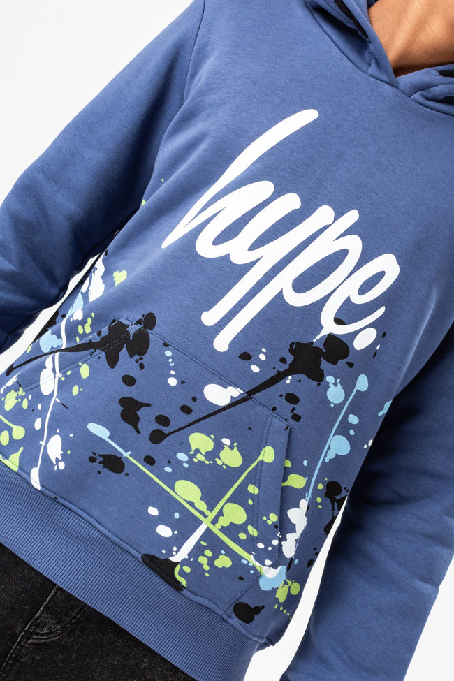 HYPE BOYS COBALT SPLAT SCRIPT HOODIE