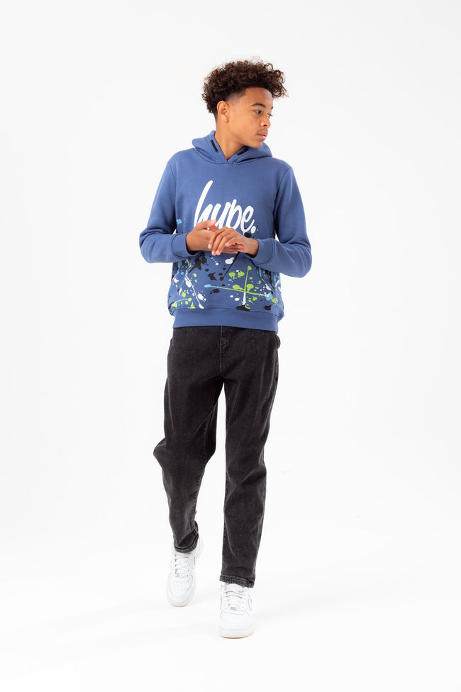 HYPE BOYS COBALT SPLAT SCRIPT HOODIE