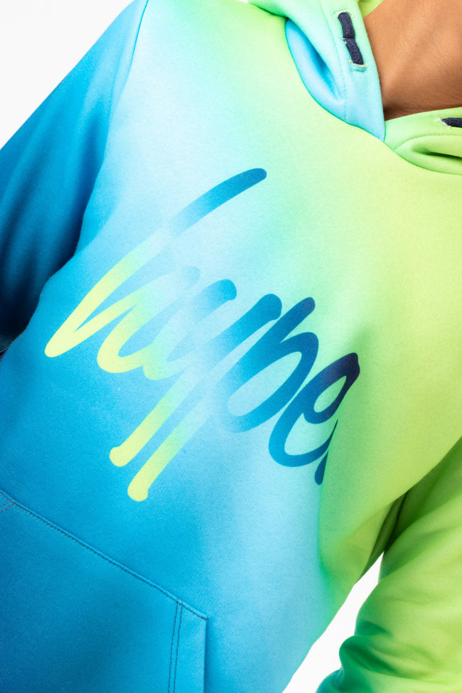 HYPE BOYS LIME BLUE FADE SCRIPT HOODIE