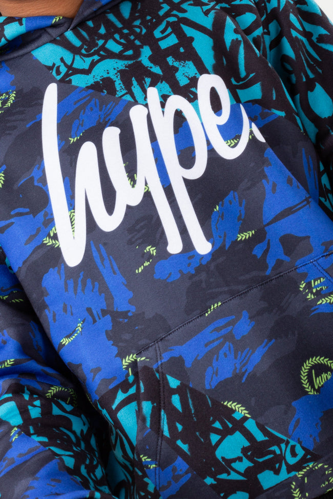 HYPE BOYS BLUE TYLER CAMO SCRIPT HOODIE