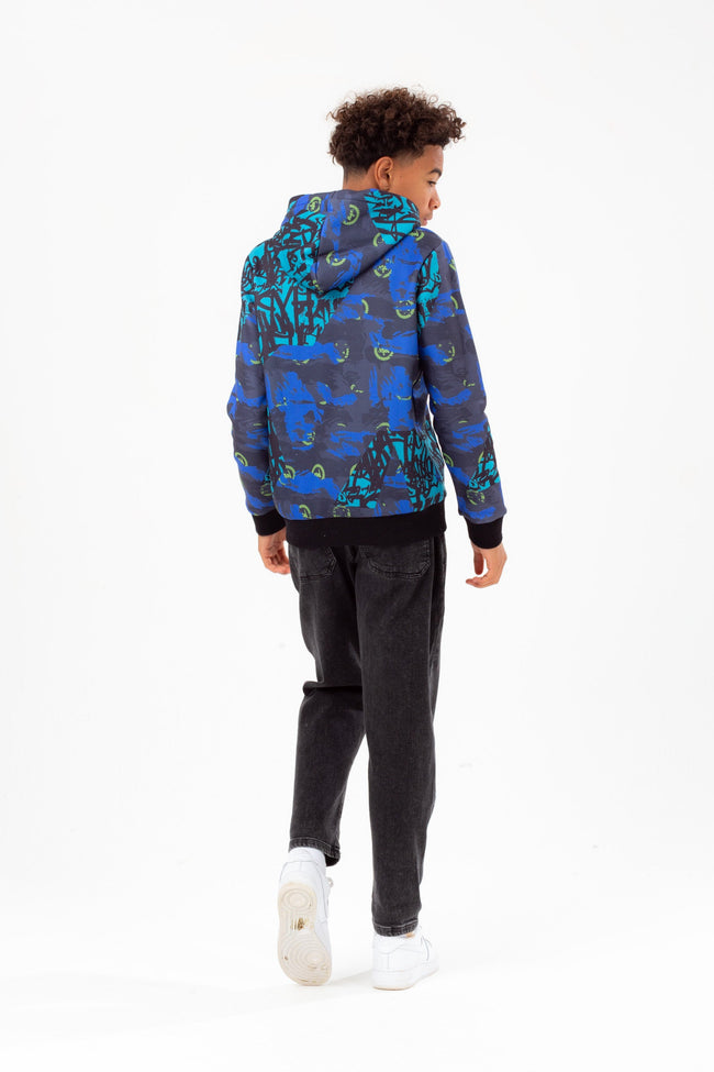 HYPE BOYS BLUE TYLER CAMO SCRIPT HOODIE