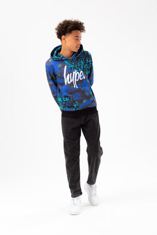 HYPE BOYS BLUE TYLER CAMO SCRIPT HOODIE