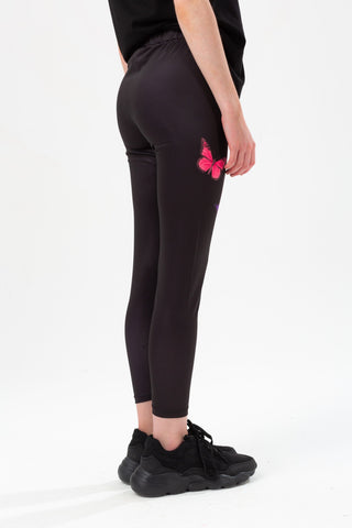 HYPE GIRLS BLACK PINK BUTTERFLY SCRIBBLE LEGGINGS