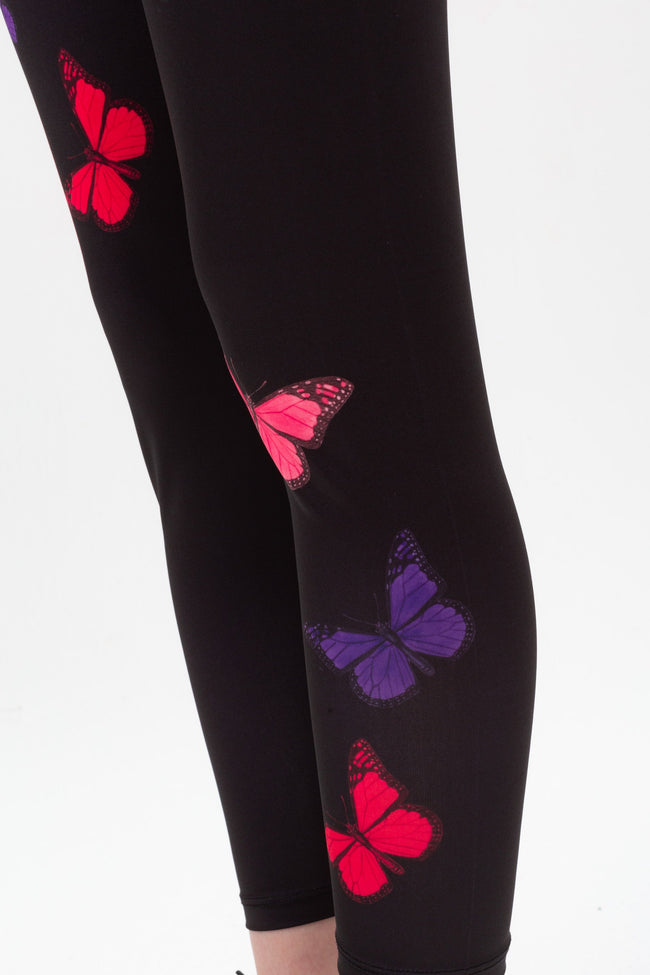 HYPE GIRLS BLACK PINK BUTTERFLY SCRIBBLE LEGGINGS