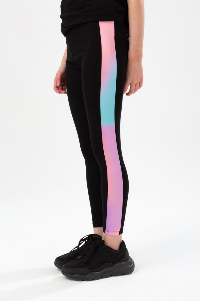 HYPE GIRLS BLACK PASTEL WAVE PANEL LEGGINGS