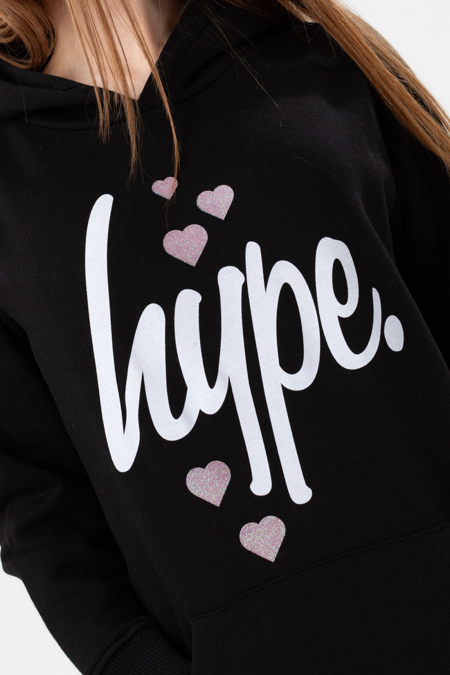 HYPE GIRLS BLACK HEARTS HYPE SCRIPT HOODIE