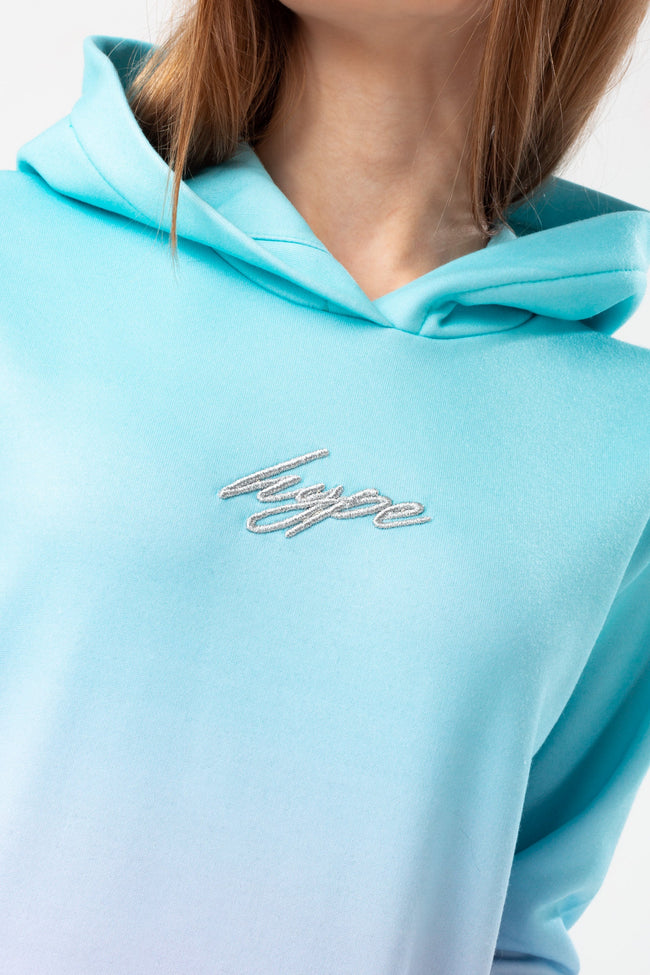 HYPE GIRLS MINT FADE SILVER FOIL SCRIBBLE HOODIE