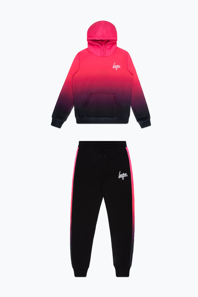 HYPE GIRLS PINK BLACK FADE PANEL SCRIPT TRACKSUIT