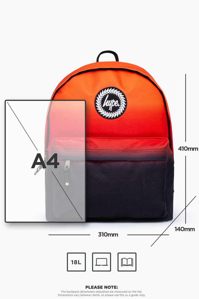 HYPE UNISEX BLACK RED FADE CREST BACKPACK