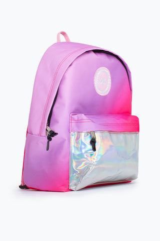 HYPE UNISEX PINK FADE HOLOGRAPHIC POCKET CREST BACKPACK