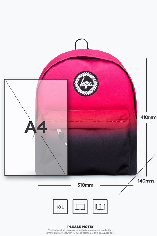 HYPE UNISEX PINK BLACK FADE CREST BACKPACK