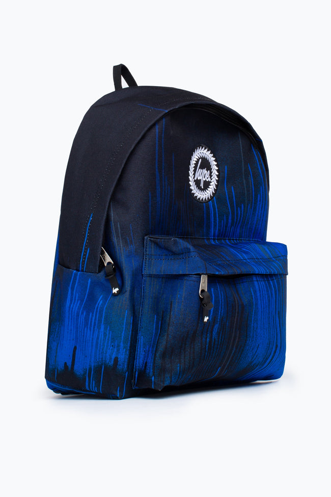 HYPE UNISEX BLACK BLUE DRIPS CREST BACKPACK