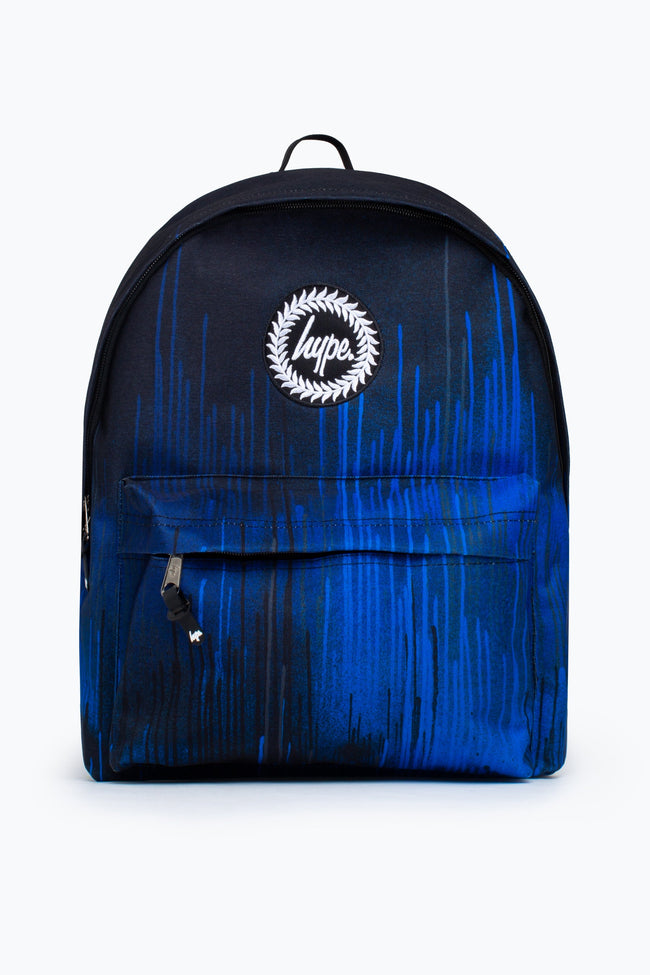 HYPE UNISEX BLACK BLUE DRIPS CREST BACKPACK