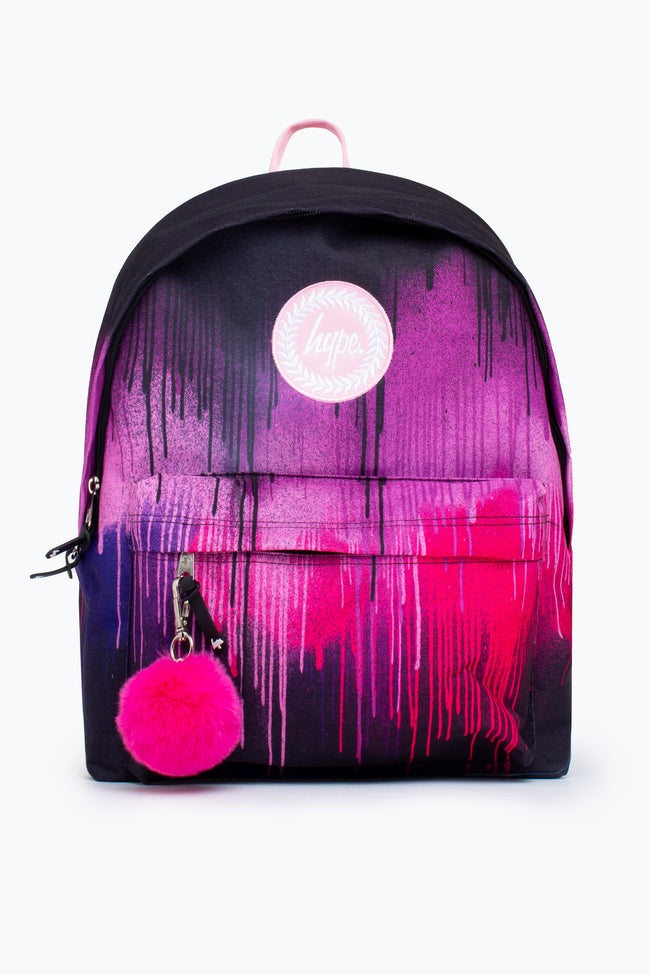 HYPE UNISEX DARK PINK DRIPS CREST BACKPACK