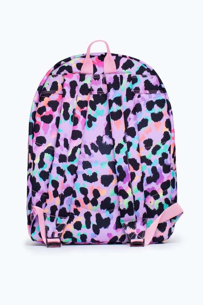 HYPE UNISEX PURPLE RAINBOW LEOPARD HOLOGRAPHIC POCKET CREST BACKPACK