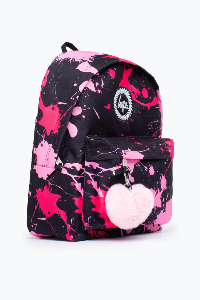 HYPE UNISEX BLACK PINK SPLAT CREST BACKPACK