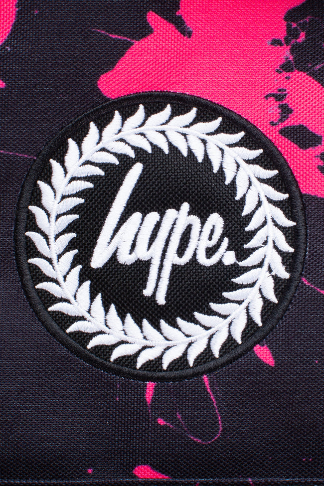 HYPE UNISEX BLACK PINK SPLAT CREST BACKPACK