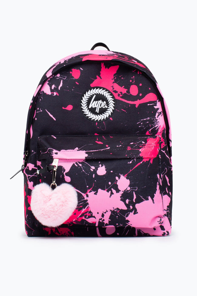 HYPE UNISEX BLACK PINK SPLAT CREST BACKPACK