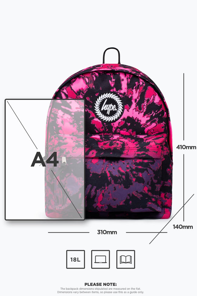 HYPE UNISEX PINK FADE TIE DYE CREST BACKPACK