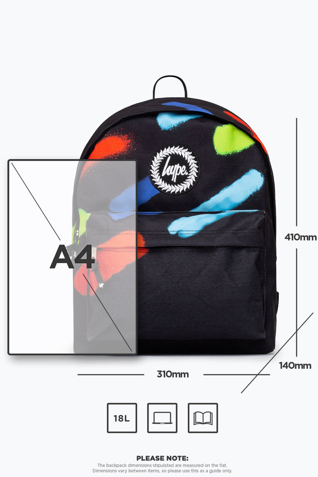 HYPE UNISEX BLACK SPRAY RUN CREST BACKPACK