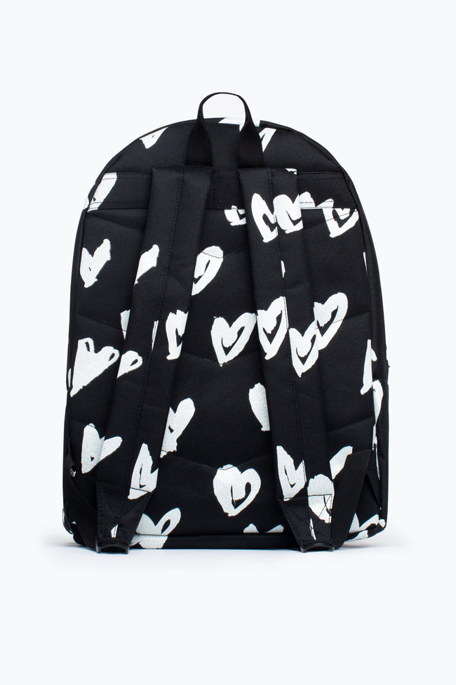 HYPE UNISEX BLACK SILVER SCRIBBLE HEART CREST BACKPACK