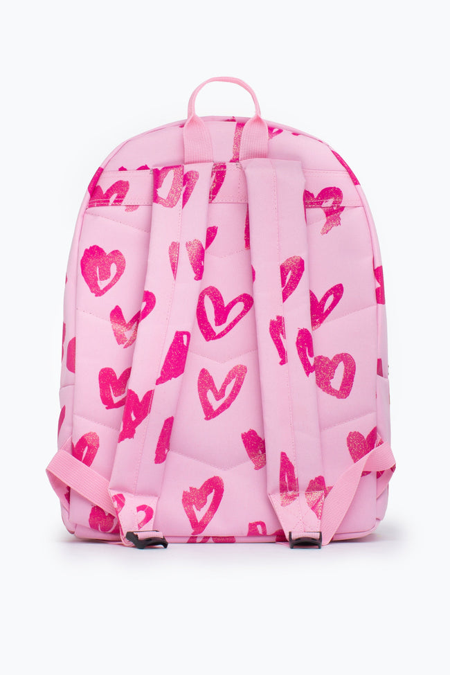 HYPE UNISEX PINK GLITTER SCRIBBLE HEART CREST BACKPACK