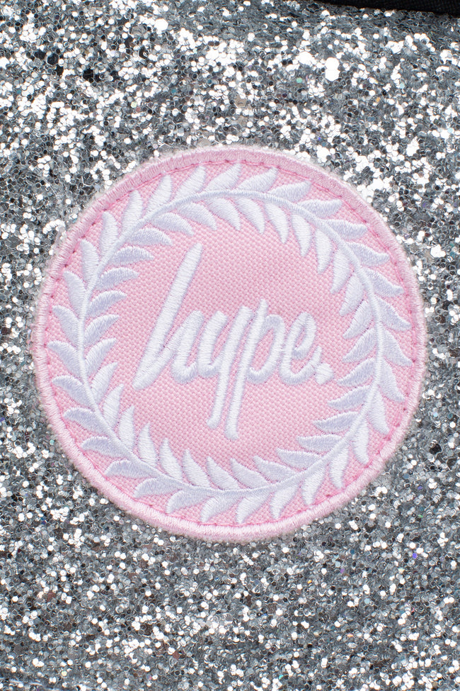 HYPE UNISEX SILVER GLITTER PINK CREST BACKPACK