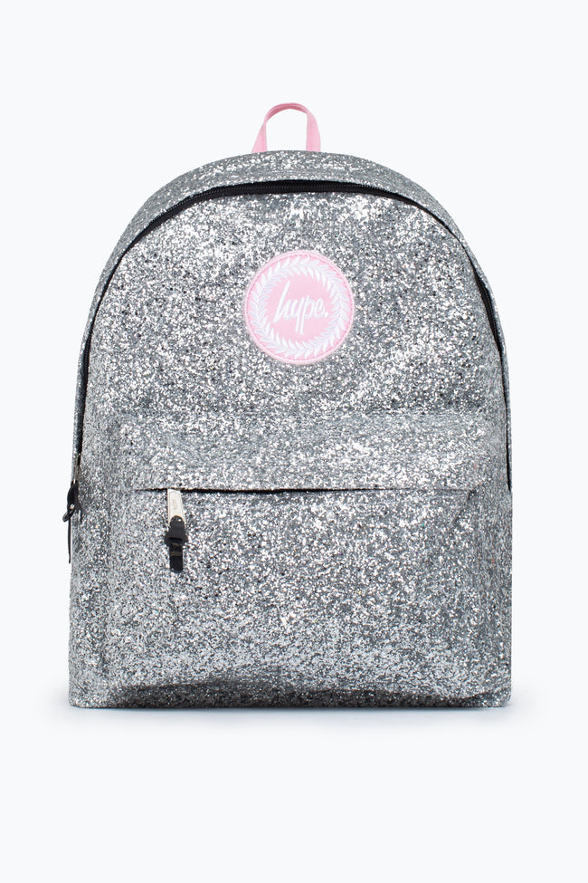 HYPE UNISEX SILVER GLITTER PINK CREST BACKPACK