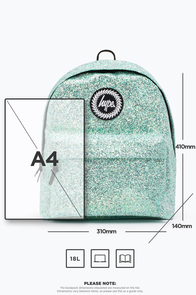 HYPE UNISEX MINT GLITTER CREST BACKPACK