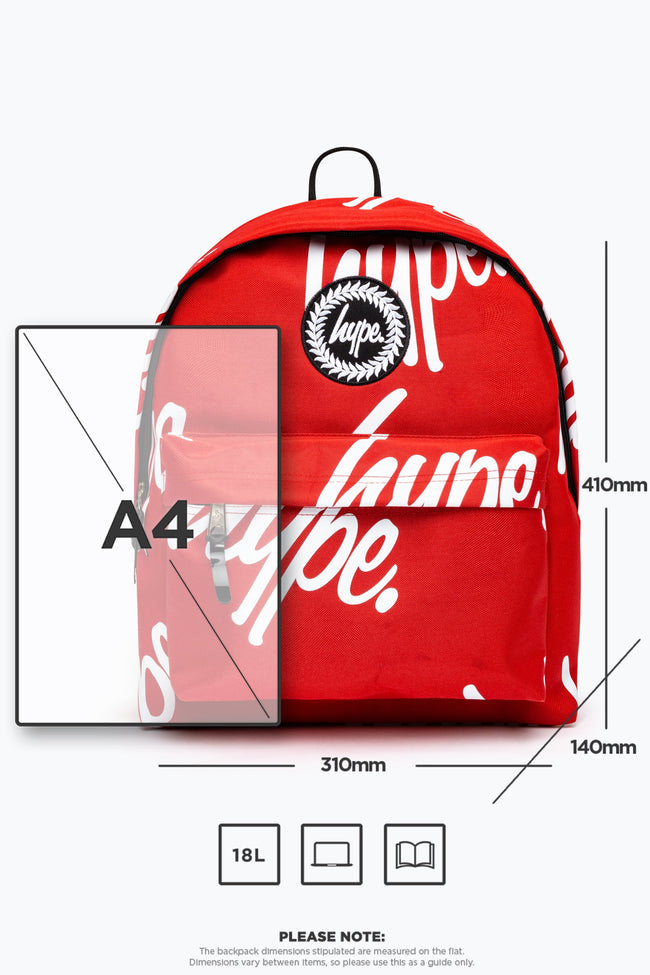 HYPE UNISEX RED HYPE AOP CREST BACKPACK