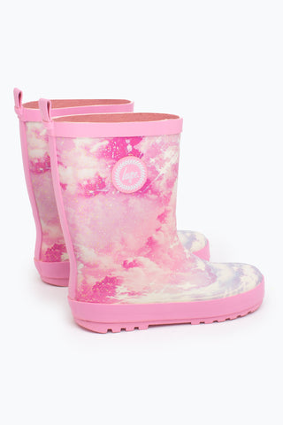 HYPE UNISEX PINK SPARKLE CLOUD CREST WELLIES