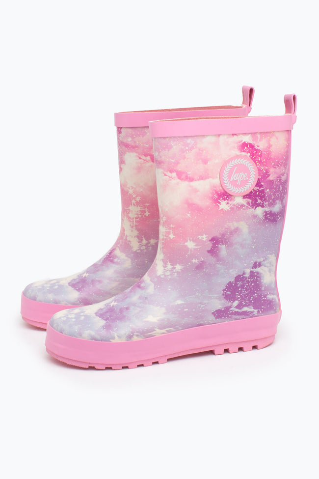 HYPE UNISEX PINK SPARKLE CLOUD CREST WELLIES